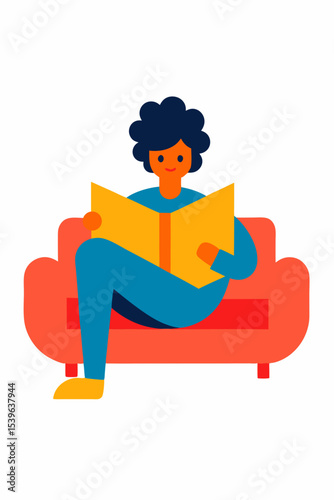 Relaxing at Home Person Enjoying a Book on a Cozy Sofa