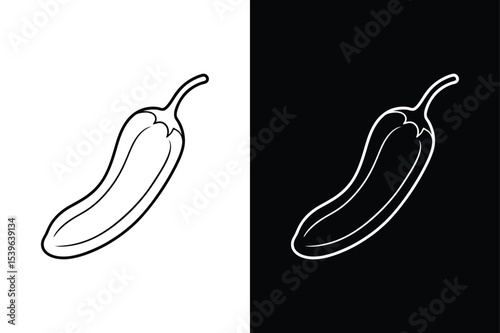Chili Pepper Doodle Icon. Vector Line Illustration on White Background