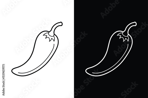 Chili Pepper Outline Icon. Fresh Vegetable Line Art for Design Projects