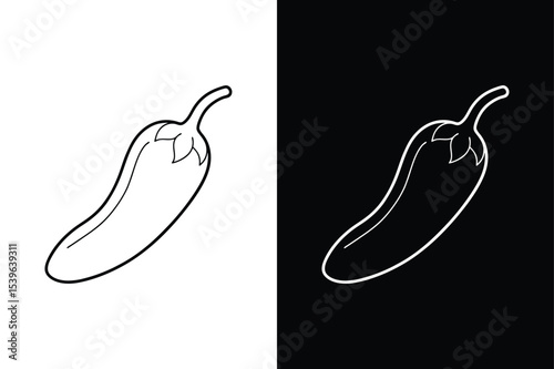 Chili Pepper Vector Line Drawing. Clean Icon for Spicy Food Designs