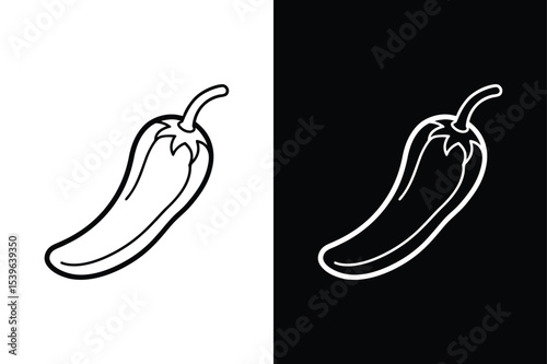 Minimal Chili Pepper Line Icon. Simple Doodle Style Vector Illustration