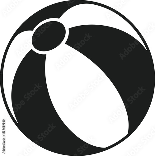 Minimal Silhouette of Classic Beach Ball Vector for Summer and Recreation Designs