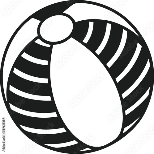 Striped Silhouette Beach Ball Vector for Summer and Recreation Projects