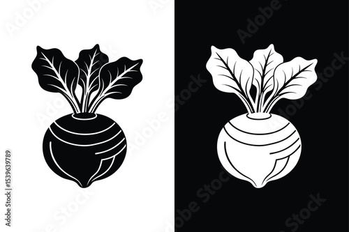Solid Kohlrabi Icon. Monochrome Vector Illustration for Organic Themes