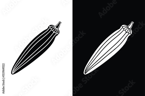 Okra Silhouette Icon. Editable Vector for Food and Vegetable Graphics