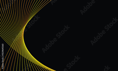 Abstract Gradient Wave Lines on Black  Dynamic Flow Background Design