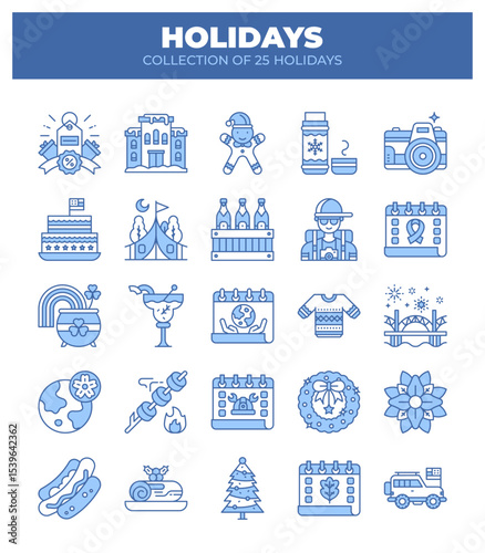 Collection of 25 Holidays. Festive Travel. Winter. Summer. Spring & Autumn Activities