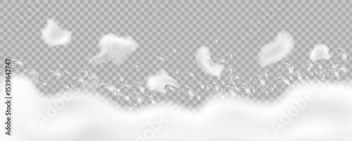 Bath foam isolated on transparent background Shampoo bubbles texture