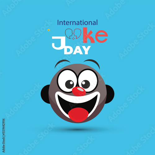 Happy international joke day celebration graphic design with a funny cartoon face