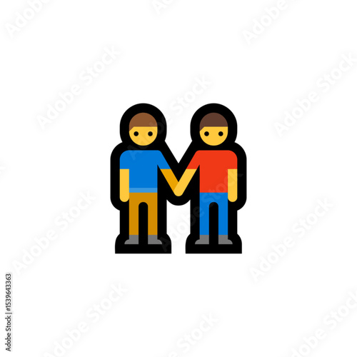 Two Men Holding Hands, Simple Icon