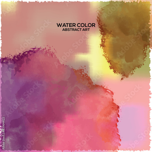 Warm-Toned Watercolor Abstract Art Background - Pink Purple Gold Texture.