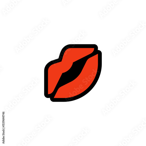 Red Lips Kiss Icon, Simple Design
