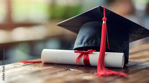 Image showcasing a graduation cap and rolled diploma resting on a laptop keyboard