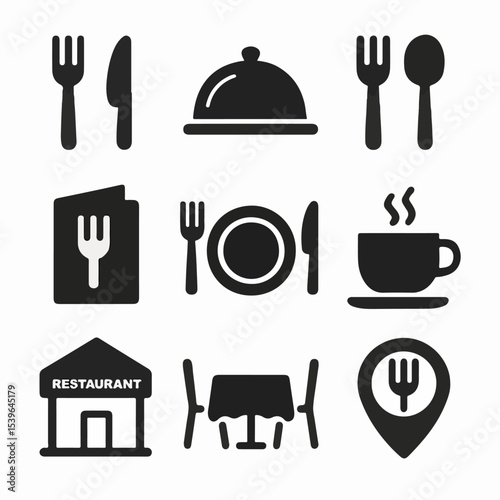 Set Vector restaurant vector icon 
