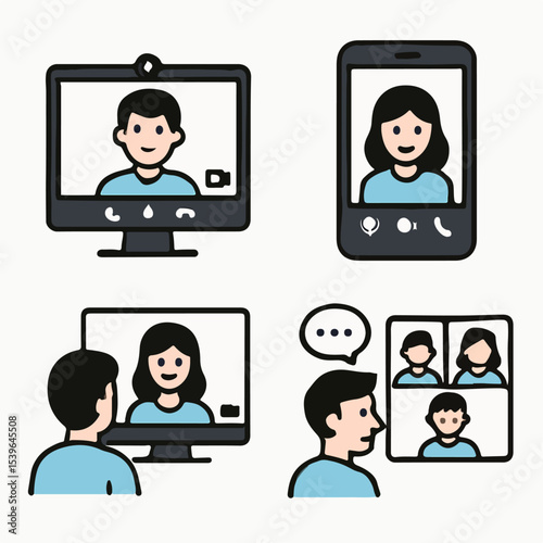 Set Vector Video call vector concept