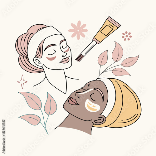 colorful vector illustration of facial treatment on white back round