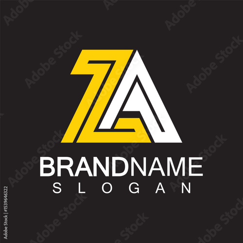 Alphabet Letters  ZA or AZ  logo design template