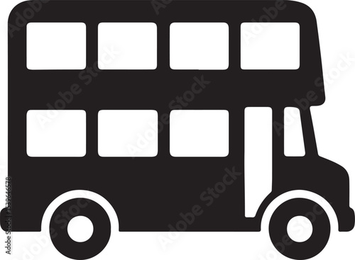 Double decker bus icon, symbol silhouette design vector illustration