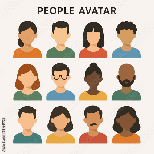 Set Vector People avatar flat design vector collection.