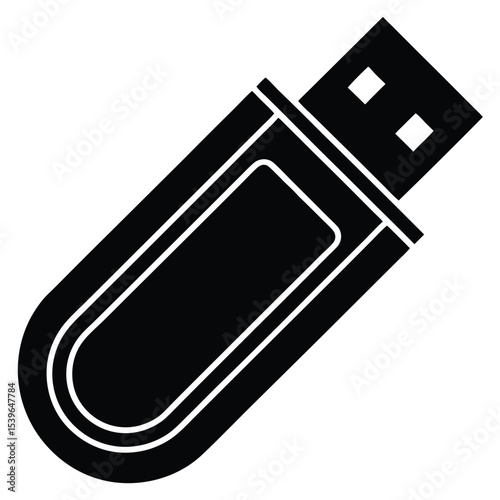 A USB flash drive icon for data storage Silhouette Illustration art Design