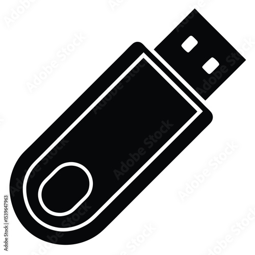 A USB flash drive icon for data storage Silhouette Illustration art Design