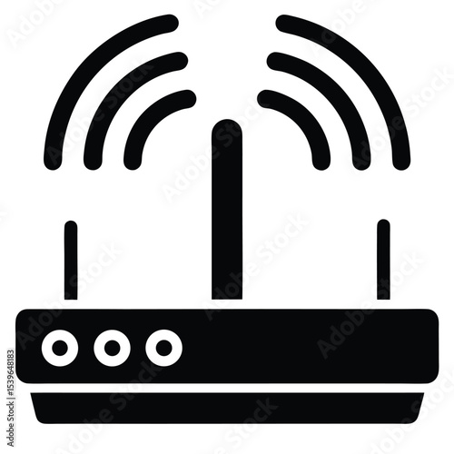 A Wi-Fi router icon with signal waves  vector illustration 
