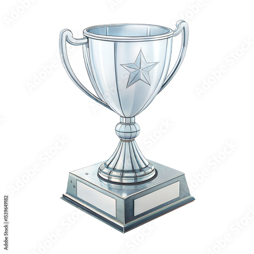 3D Trophy Icon in Glass Material Style on White Background