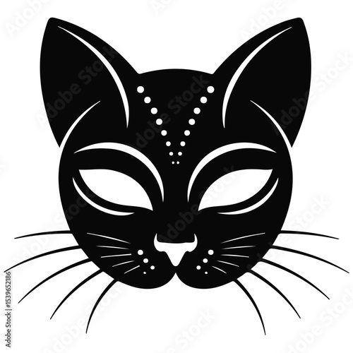 close up front view female latex cat mask isolated vector