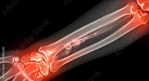 Anatomical 3D rendering of a human hand and wrist