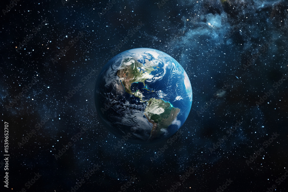 Obraz premium generative ai,별이 떠 있는 우주에 지구가 있는 이미지