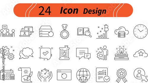 set of medicine icons Twenty four line icons for business and technology
