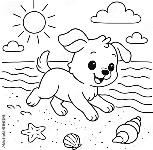 Cute puppy dog coloring page