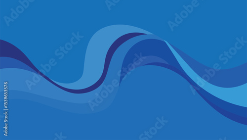 Abstract blue wave design representing calm ocean water on a beautiful bright day
