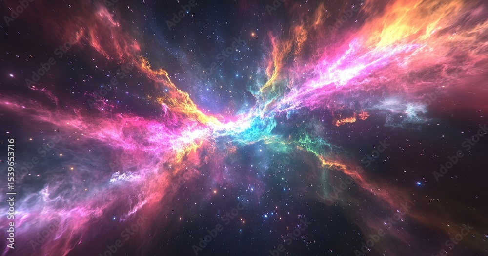 Fototapeta premium Colorful nebulae explode in a vibrant cosmic display