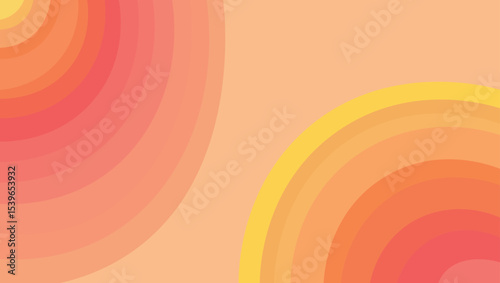 Abstract warm gradient background featuring semicircles in shades of yellow orange and red