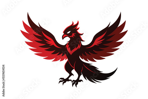 angry phoenix bird vector on white background