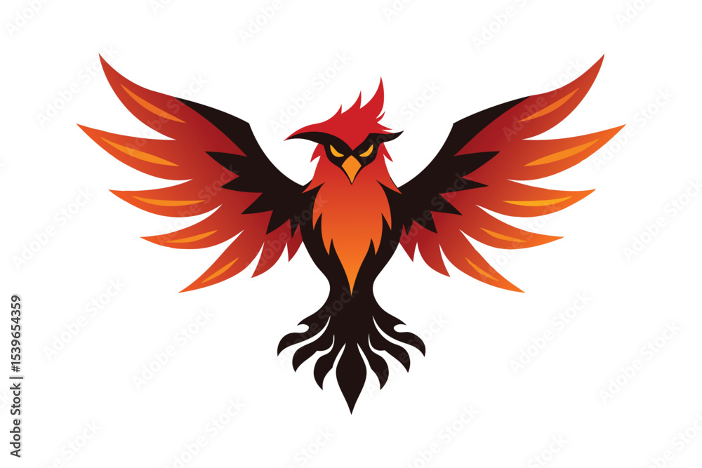 Obraz premium angry phoenix bird vector on white background