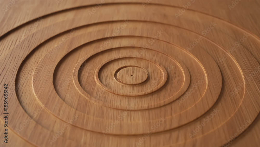 Fototapeta premium Intricate Circular Wood Carving Concentric Rings of Natural Beauty