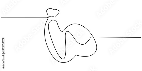 Chicken hindquarter one line continuous drawing. Fresh chicken meat continuous one line illustration. Vector minimalist linear illustration, Fried Chicken Single Line Icon, One Continuous Line Drawing