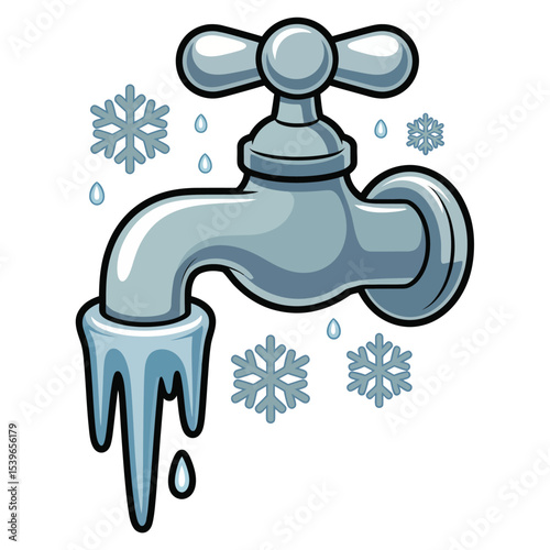 Frozen Faucet Illustration Winter Plumbing Problem
