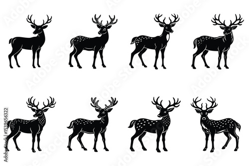 Elegant Deer Silhouettes A Collection of Eight Unique Designs