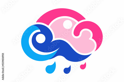 Abstract Cloud Wave Design Pink, Blue, and Water Droplet Art