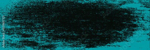 A grungy abstract background in blue green with a pattern of lines, peel effect, dark frame and copy space