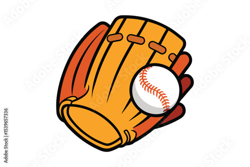 Baseball glove holding a ball isolated on white background