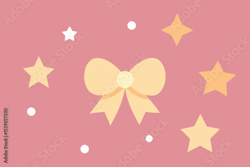Pretty Pastel Bow with Sparkling Stars A Delightful Illustration