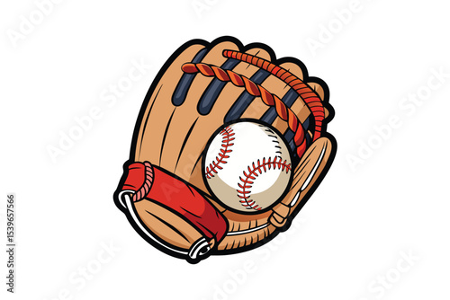 Baseball glove holding a ball isolated on white background