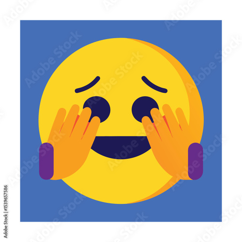 Shy Emoticon Hiding Face with Hands