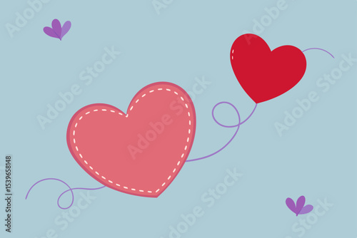 Sweetheart Illustration Two Intertwined Hearts, Love Concept