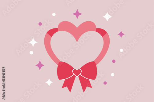Lovely Heart-Shaped Frame with Bow Perfect for Valentine's Day or Romantic Designs