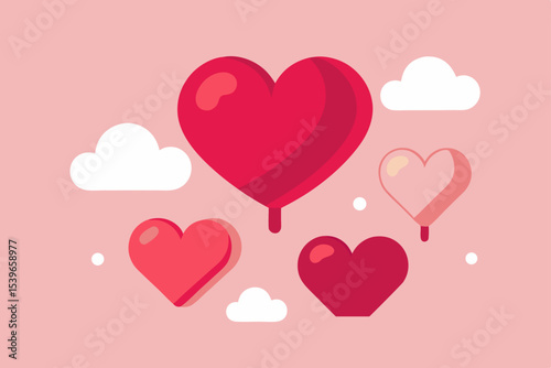Floating Hearts A Valentine's Day Illustration of Love and Affection